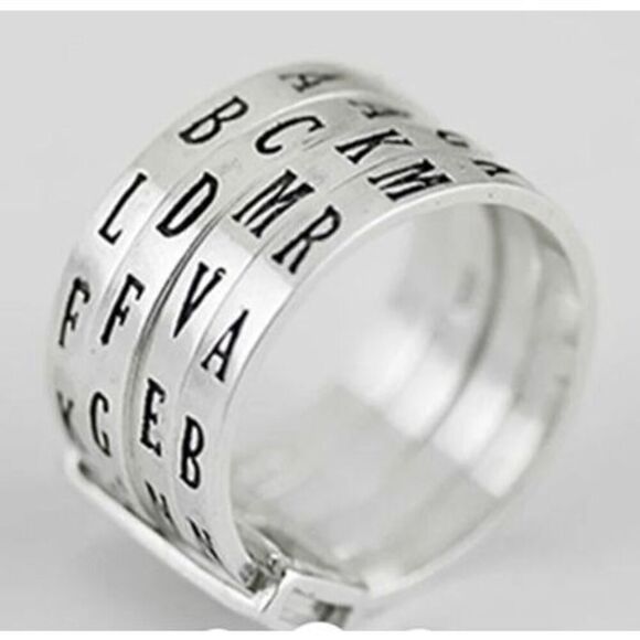Silver Stls Steel spinning ring make words LOVE HOPE SOUL Sz 11 - Picture 2 of 8